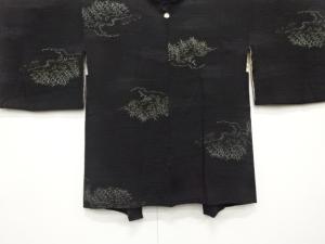 大正ロマン　漆　流水に草花模様織り出し　一つ紋　羽織